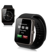 Life Like Gt08 Bluetooth Smartwatch With Sim & Sd Card Support-Black -Rubber Strap