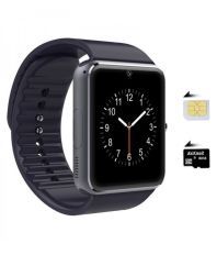 Life Like Gt08 Bluetooth Smartwatch With Sim & Sd Card Support-Black -Rubber Strap