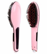 Nucleair HQT-906 LCD Temperature With Ceramic Brush Hair Straightener ( Pink )