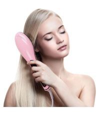 Nucleair HQT-906 LCD Temperature With Ceramic Brush Hair Straightener ( Pink )