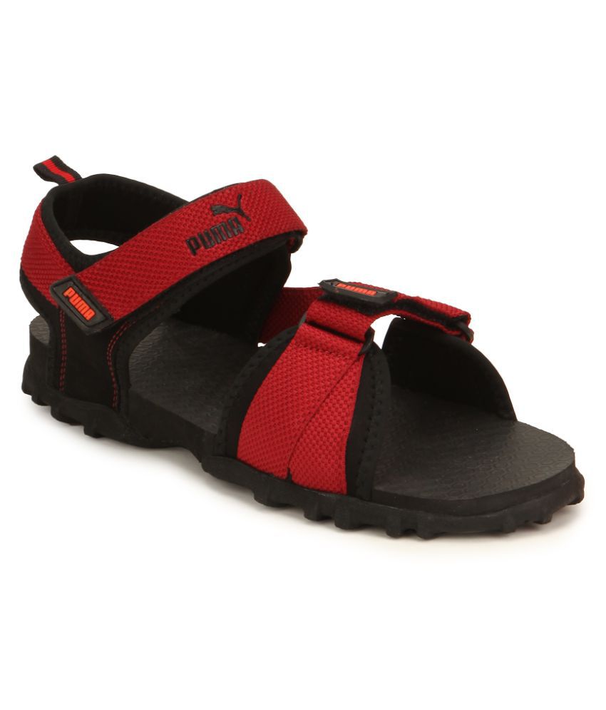 puma red floater sandals