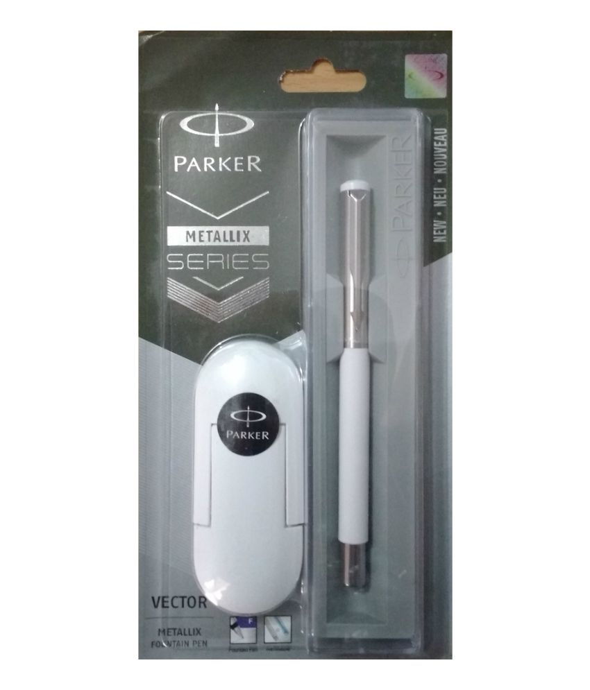     			Parker Vector 9000023207 Metallic Fountain Pen Fine Nib (White)