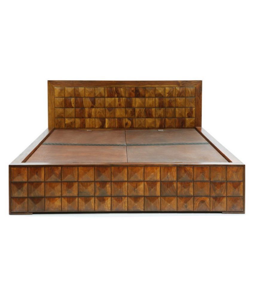 Evok Diamond Solid Wood Queen Size Storage Bed - Buy Evok 