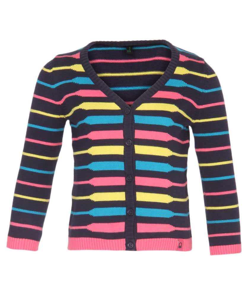 United Colors of Benetton Black Striped Buttoned Cardigan - Buy United Colors of Benetton Black 