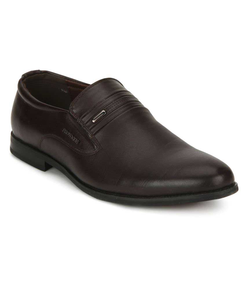Provogue Brown Slip On Genuine Leather Formal Shoes Price in India- Buy ...