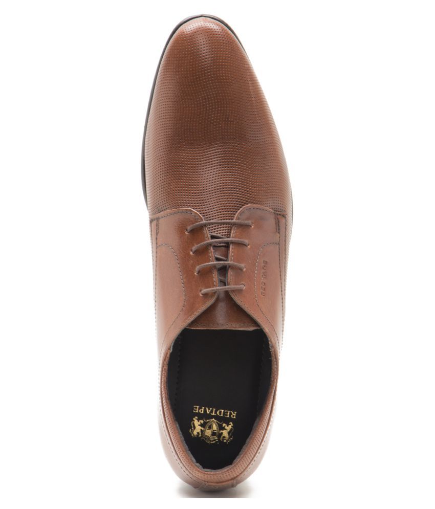 red tape tan derby formal shoes