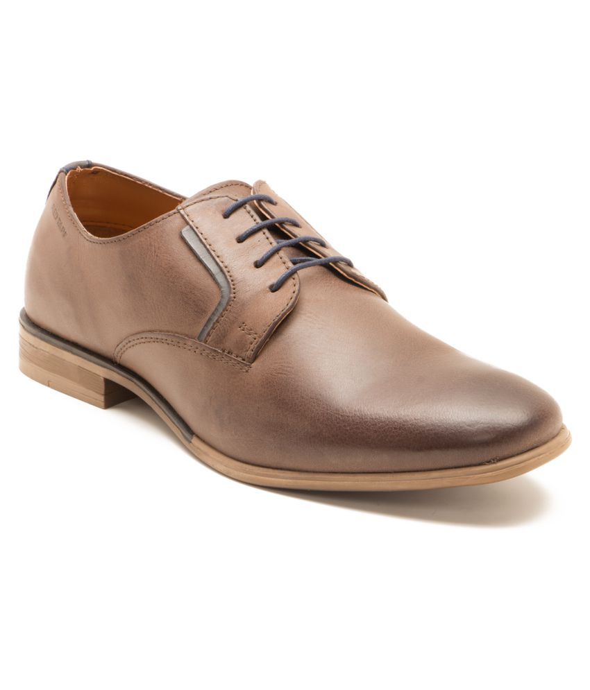 red tape men's dark brown derby shoes