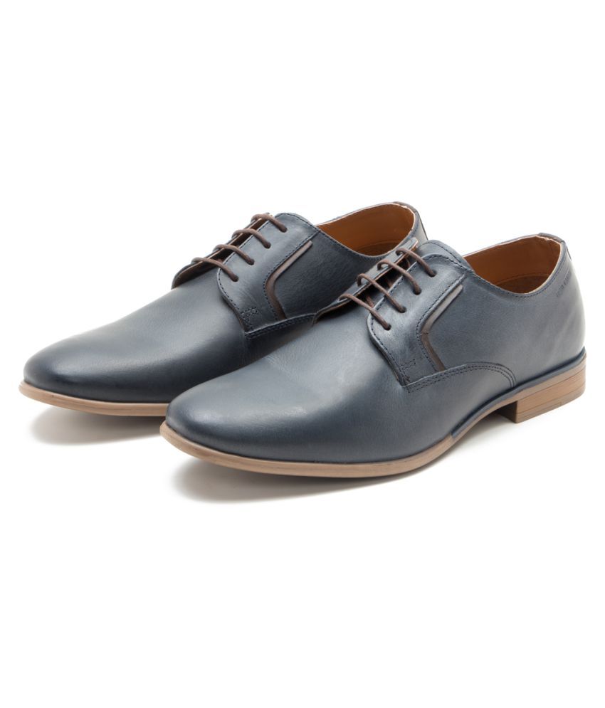 Blue Derby Genuine Leather Formal Shoes 