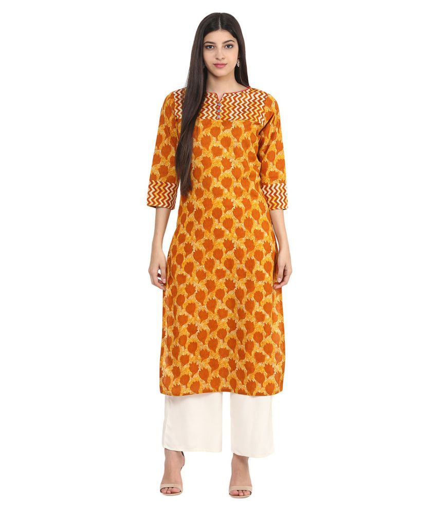 yellow cut sleeves kurti