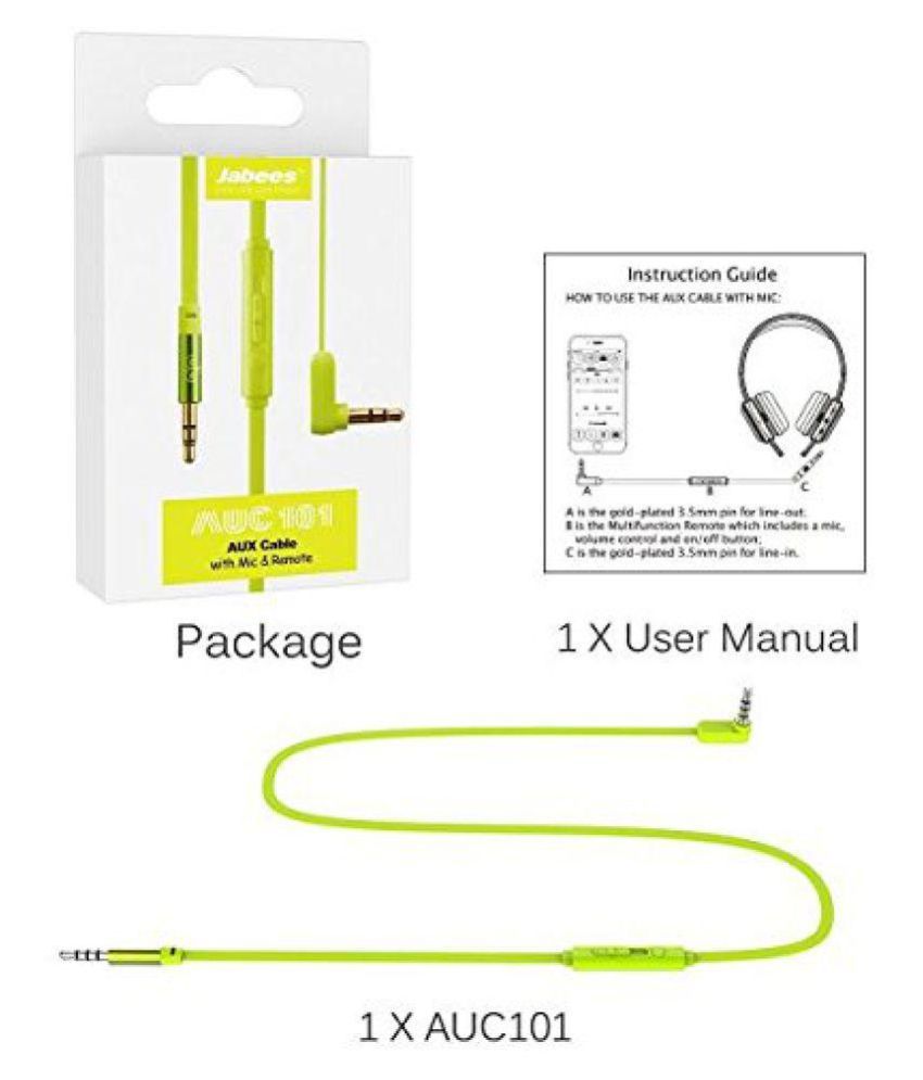 Jabees Aux Cable Green - 1 Meter - All 