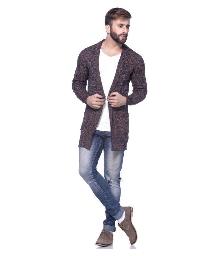 brown shawl sweater