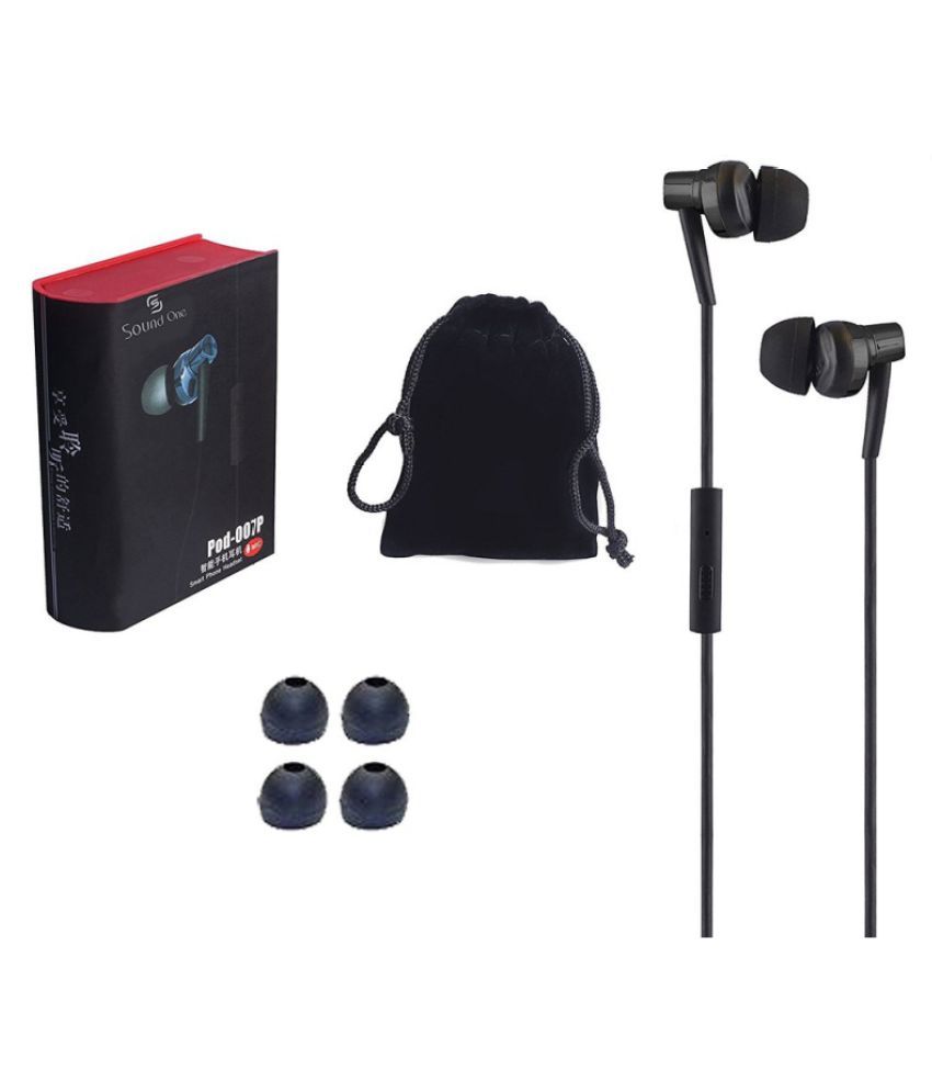 Sound One 007P In Ear Wired Earphones With Mic Black Buy Sound One