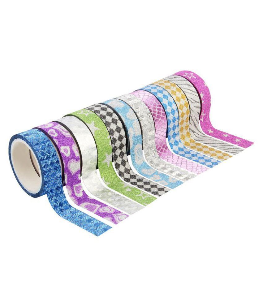     			Vardhman Colourful Decorative Adhesive Glitter Tape Roll - Pack of 12