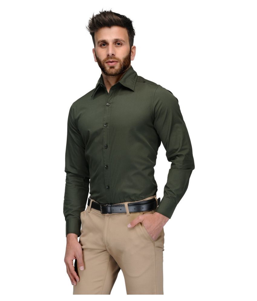 green formal shirt combination