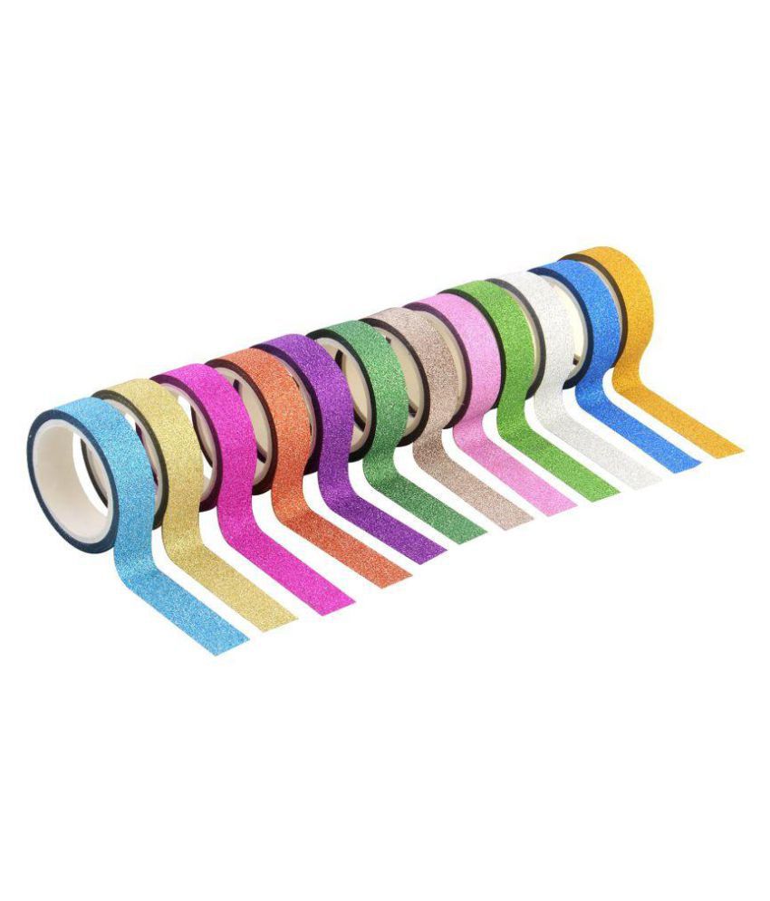     			Vardhman Multicolor Adhesive Glitter Tape Rolls -  Set of 12