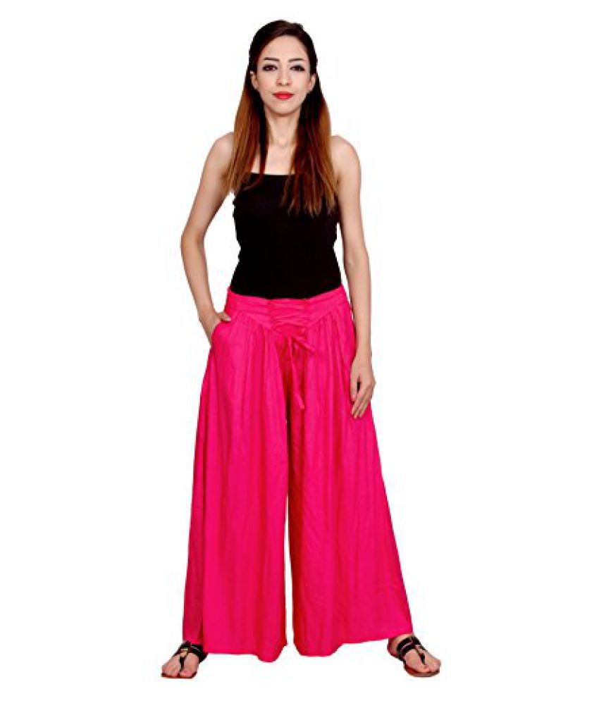 Buy Plain Pink Colour Geather Designe Women's Rayon Palazo Online at ...