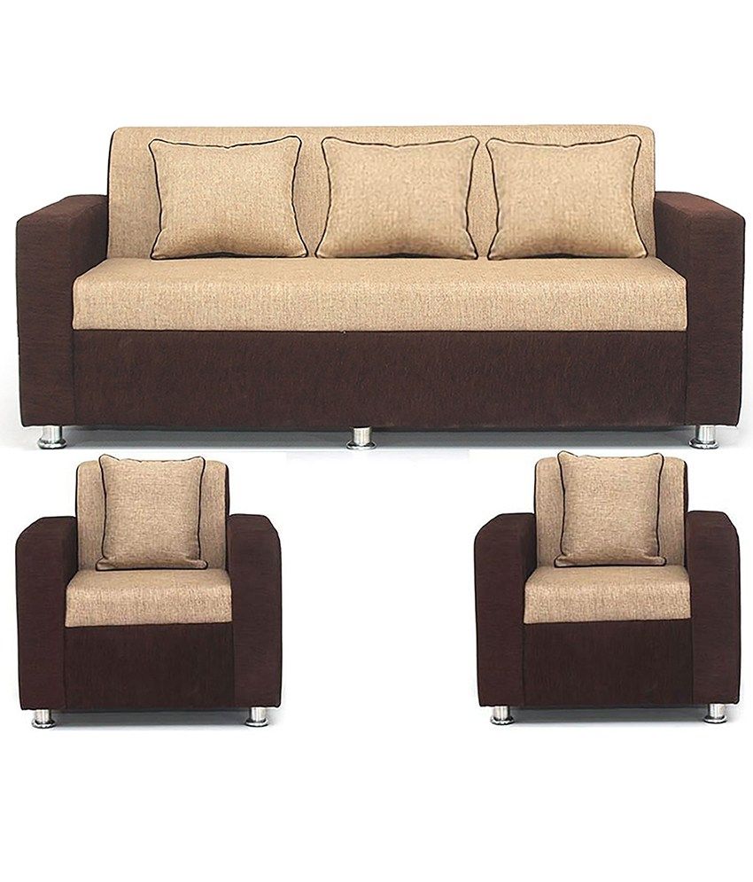 BLS Tulip Brown Cream 3 1 1 Seater Sofa Set Buy BLS Tulip Brown