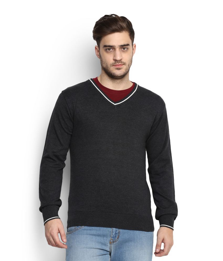 People Black V Neck Sweater - Buy People Black V Neck Sweater Online at ...