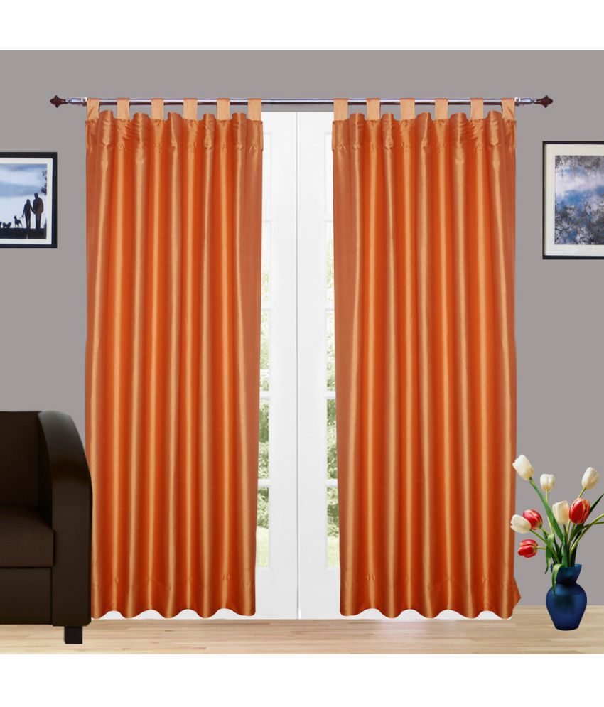 Zycart Set Of 2 Window Tab Top Curtains Solid Orange Zycart Set Of 2 Window Tab Top Curtains Solid Orange