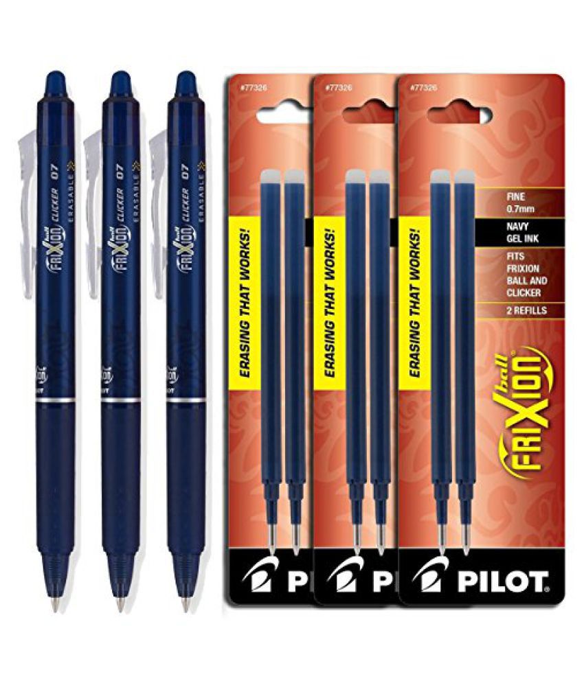 Fine Point 0.7mm 3 Packs of 2 Refills each Navy Blue Ink Pilot Frixion Gel Ink Pen Refills 