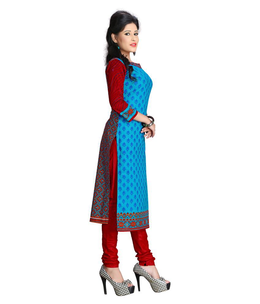 An Ethnic Affair Blue Cotton Dress Material - Buy An Ethnic Affair Blue ...