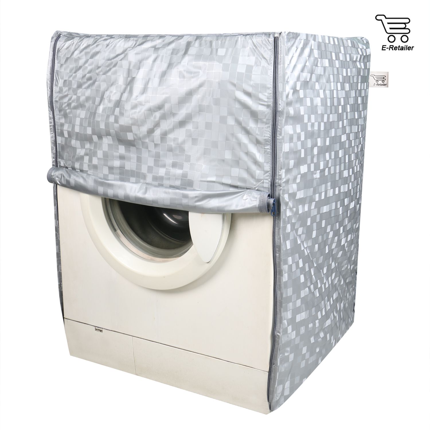     			E-Retailer Single PVC Gray Square Design Front Loading 5 KG To 8 KG Washing Machine Covers