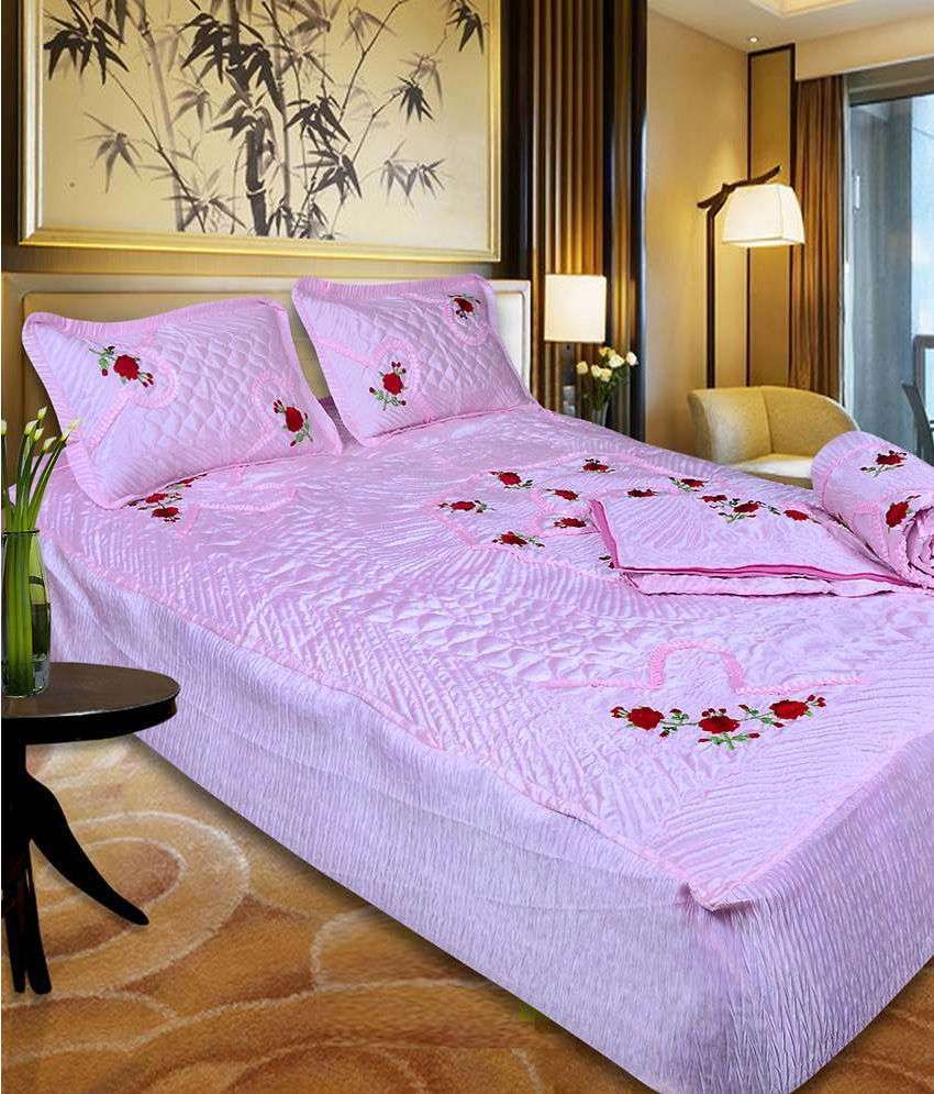 Fashionadobe Double Satin Plain Pink Bedding Set Buy Fashionadobe