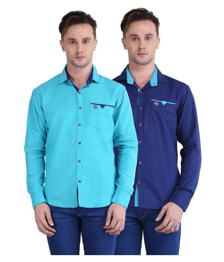     			British Terminal Multi Casuals Slim Fit Shirt Pack of 2