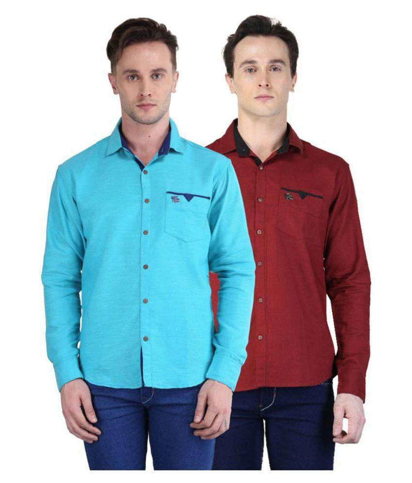     			British Terminal Multi Casuals Slim Fit Shirt Pack of 2