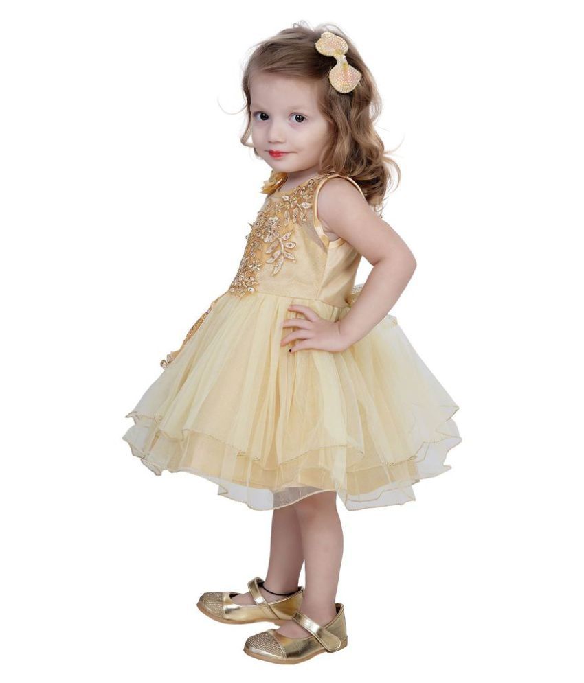 golden net frock design