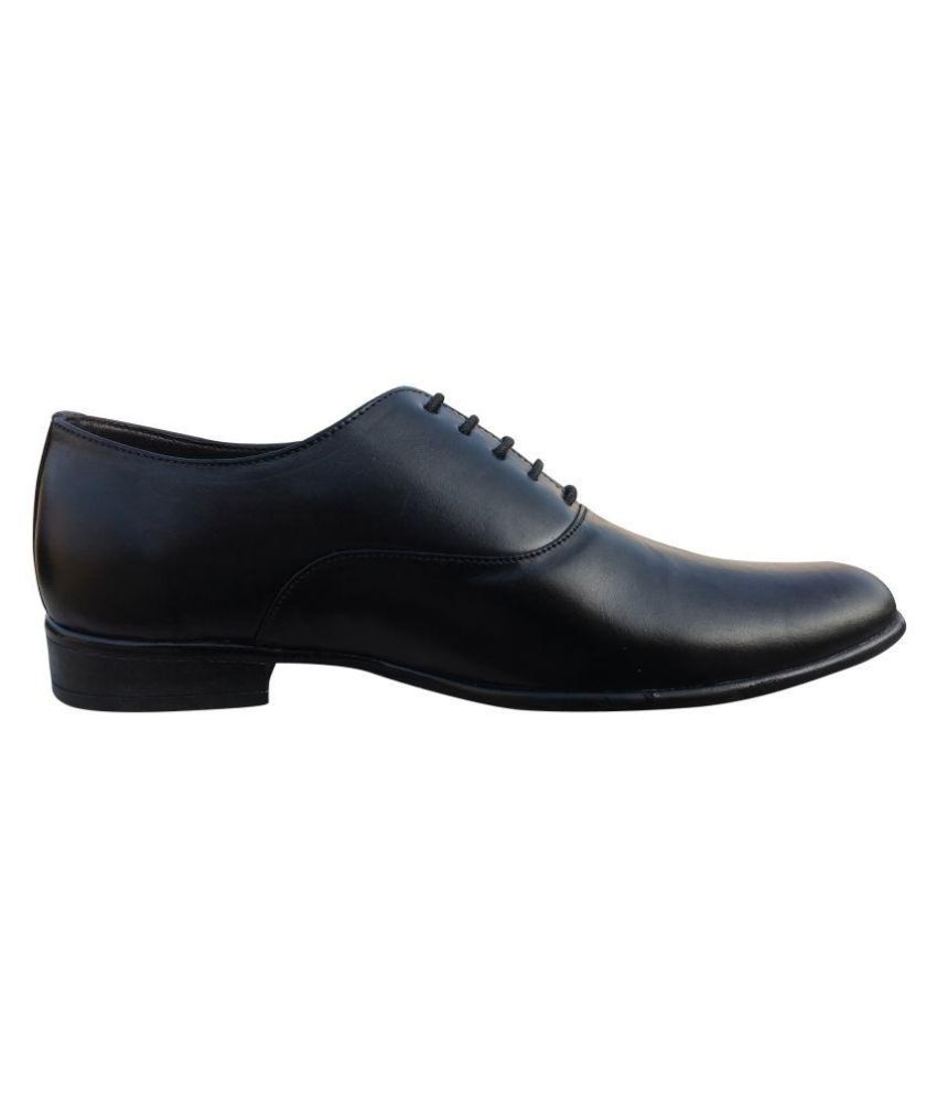 3 Wolves Black Oxford Genuine Leather Formal Shoes Price in India- Buy ...