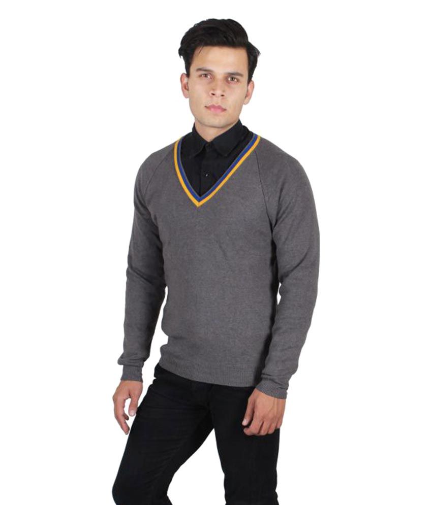 dark grey v neck sweater