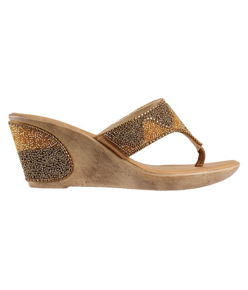 MOCHI GOLD Wedges Heels Price in India 