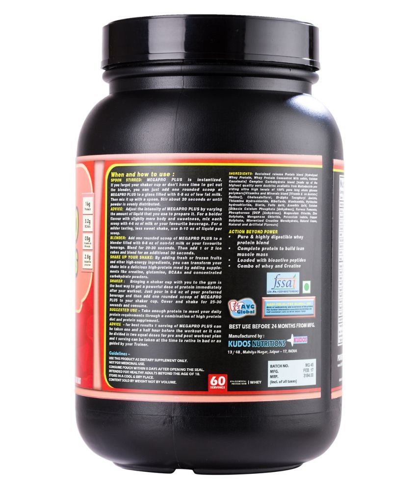 KUDOS NUTRITIONS 'MEGAPRO PLUS' CREATINE & WHEY SERIES 4.4lbs 2 kg