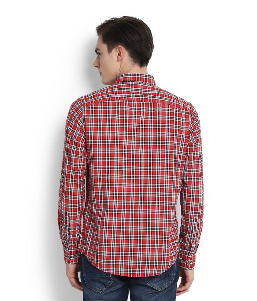 Peter England Red Casuals Slim Fit Shirt - Buy Peter England Red Casuals Slim Fit Shirt Online 