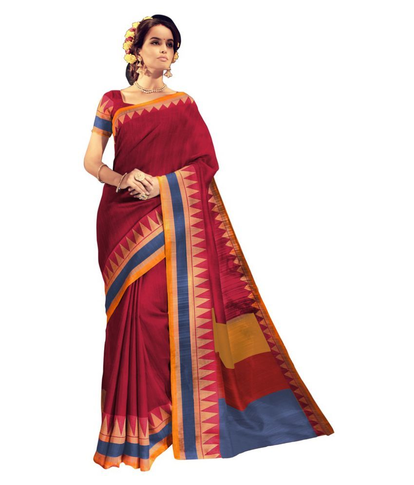 Aradhya Red Bhagalpuri Silk Saree Buy Aradhya Red Bhagalpuri Silk 2473