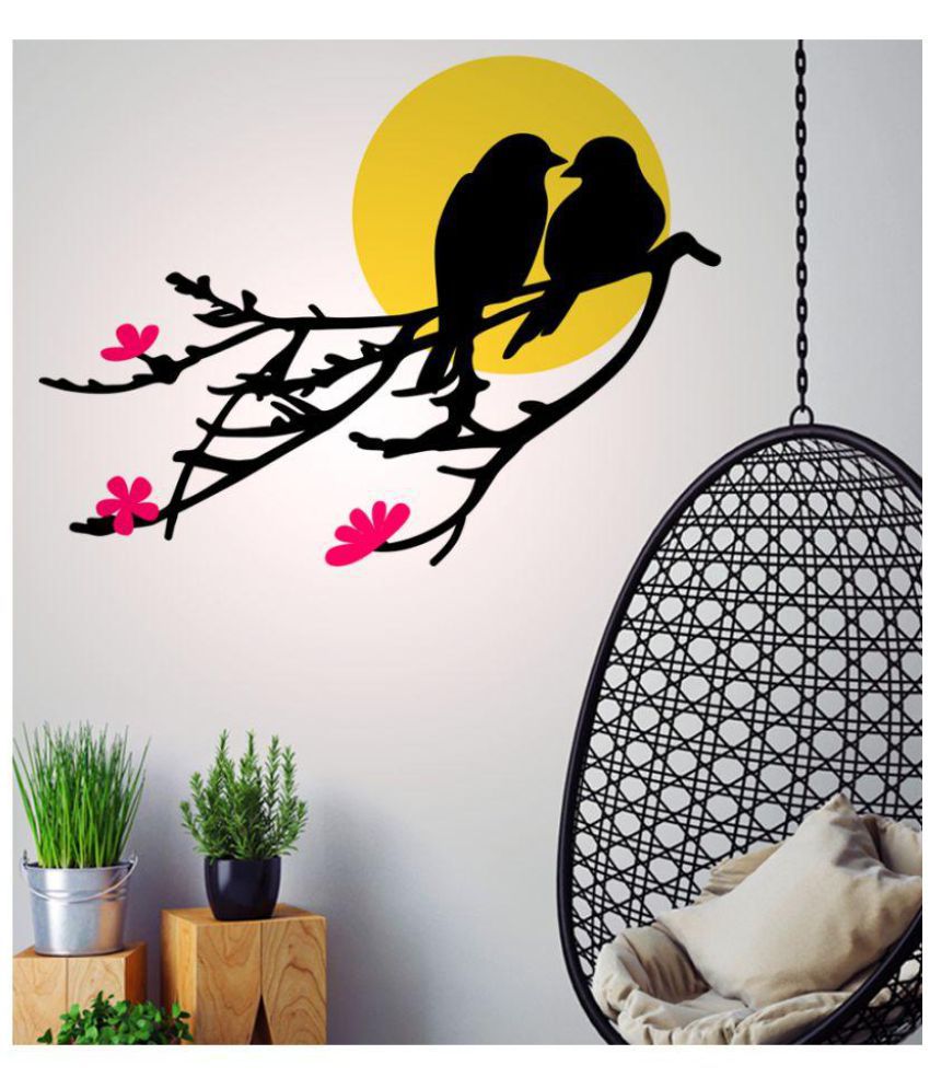     			Happysticky Cute Love Birds PVC Vinyl Multicolour Wall Stickers