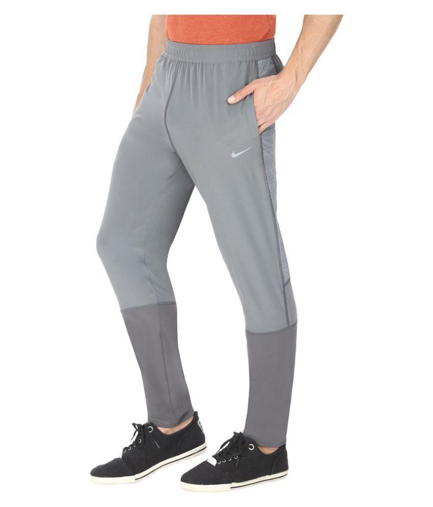 nike grey polyester lycra trackpants