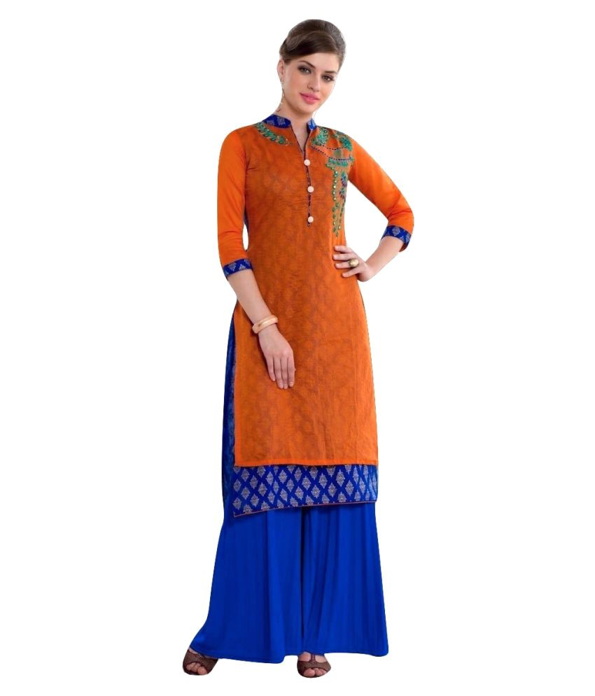 orange color combination kurti
