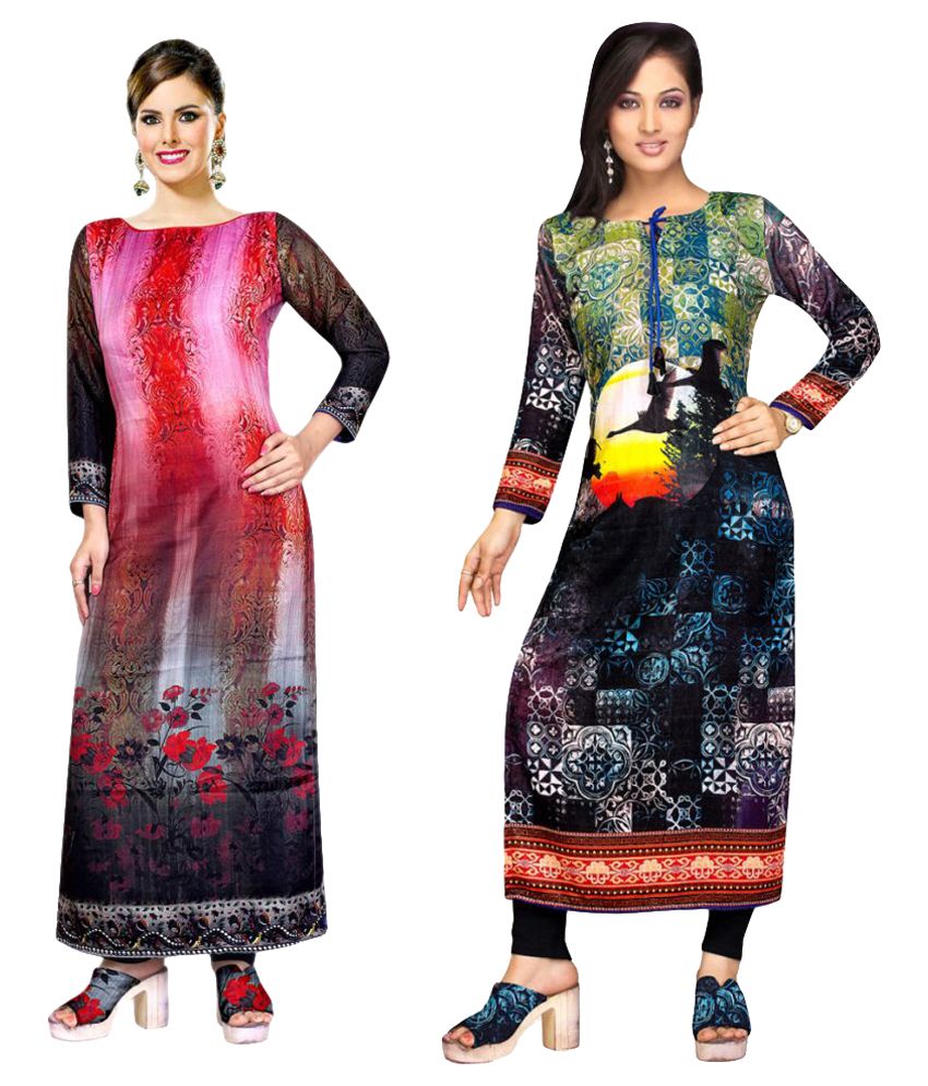     			Jevi Prints Multicoloured Crepe Printed Unstitched Kurti