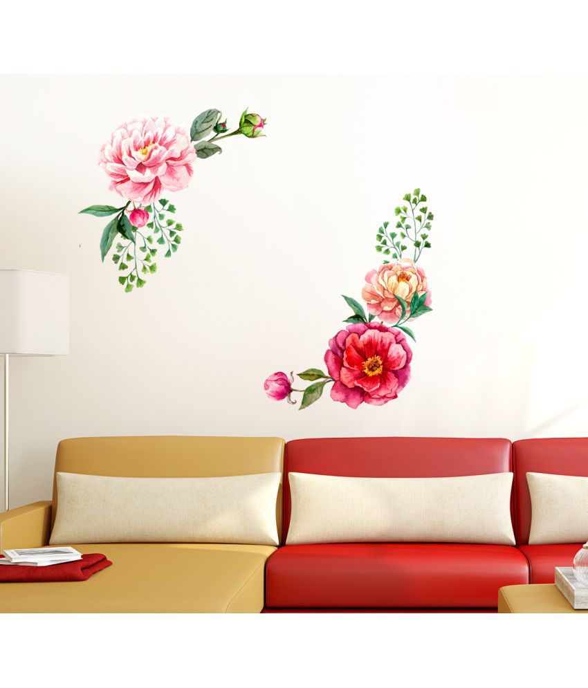     			Happysticky Flowers Vinyl Multicolour Wall Stickers