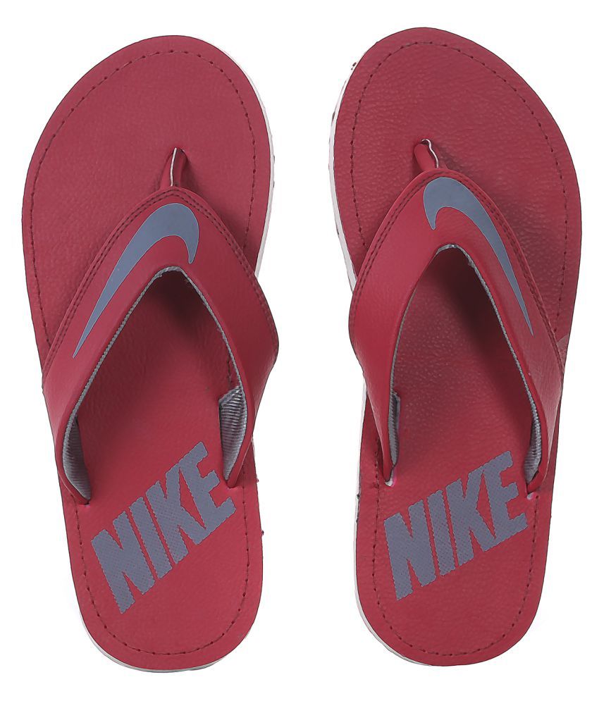 maroon nike flip flops