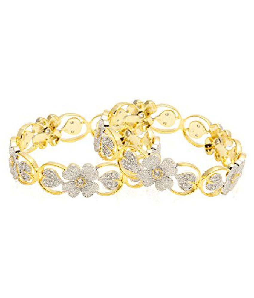     			YouBella American Diamond Gold Plated Bangles For Women