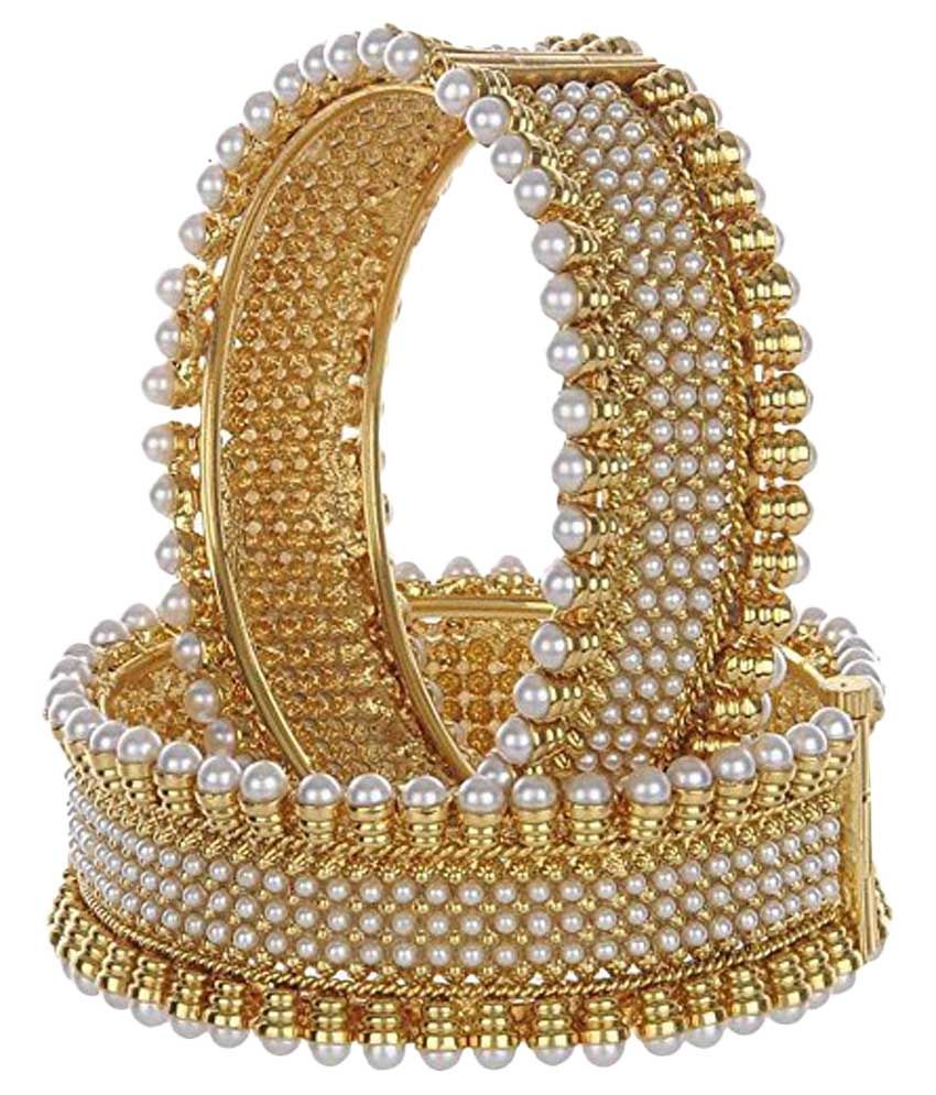     			YouBella Traditional Jewellery Gold Plated Pearl Bangles for Women