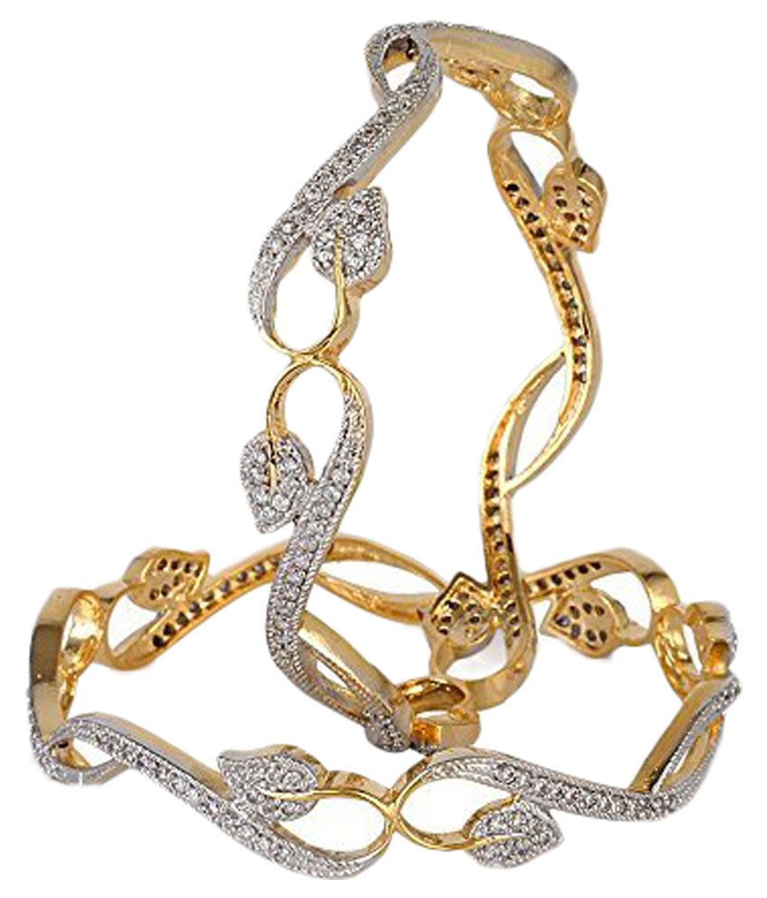     			YouBella American Diamond Gold Plated Bangles For Women