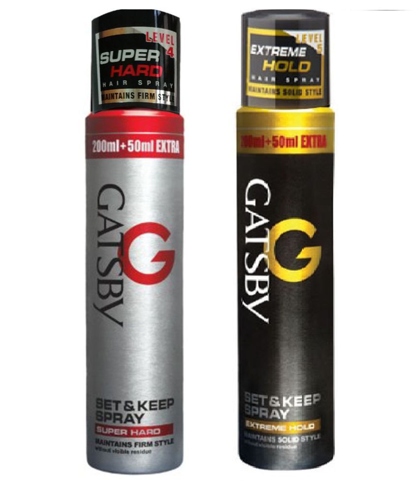 Gatsby Extreme Hold and Super Hard Set and Keep Hair Sprays 250 ml Pack of  2: Buy Gatsby Extreme Hold and Super Hard Set and Keep Hair Sprays 250 ml  Pack of