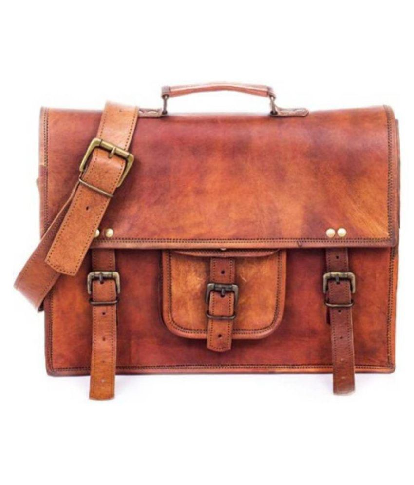 Crafat Brown Leather Office Bag available at SnapDeal for Rs.2457