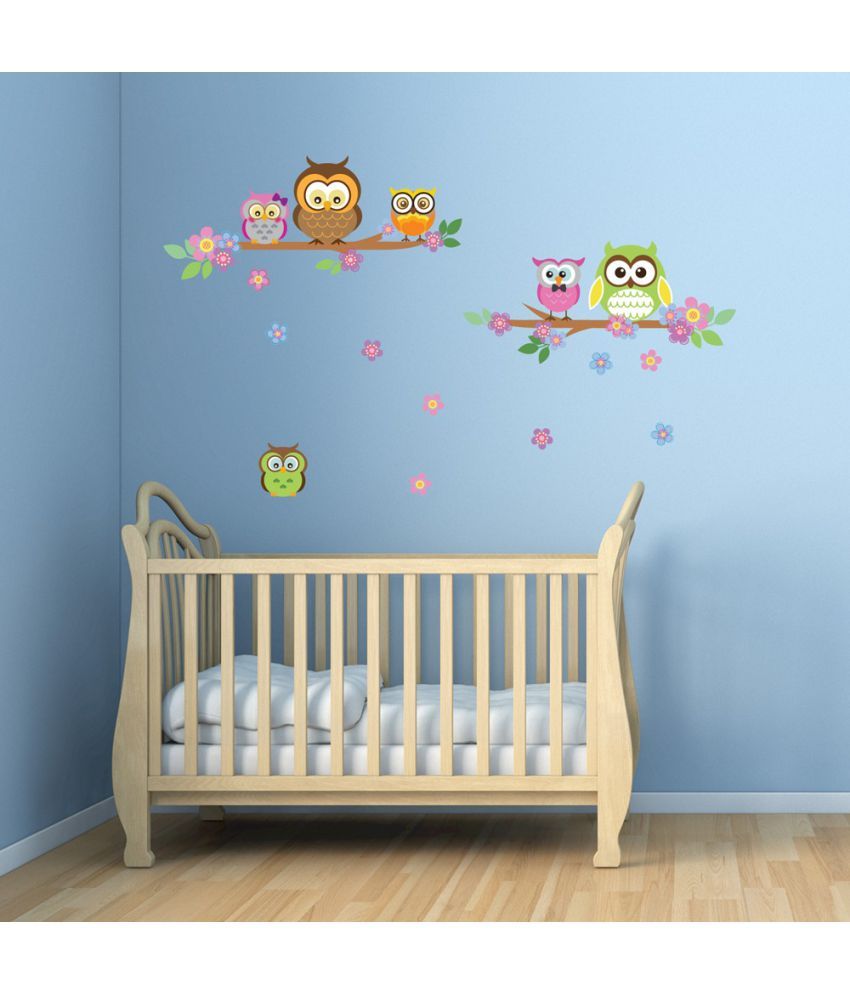     			Decor Villa Owl Flowers Tree Vinyl Multicolour Wall Stickers