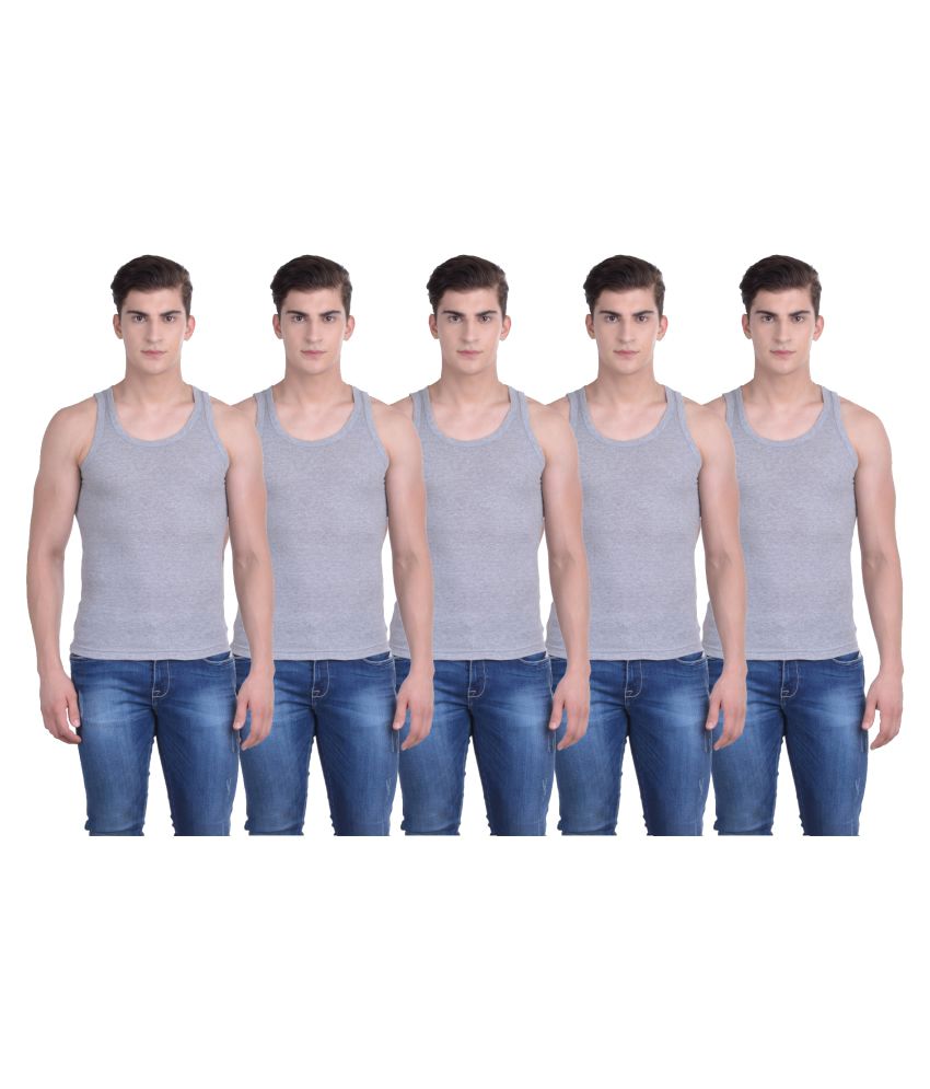     			Force NXT Pack of 5 Cotton Men's Vest ( Grey )