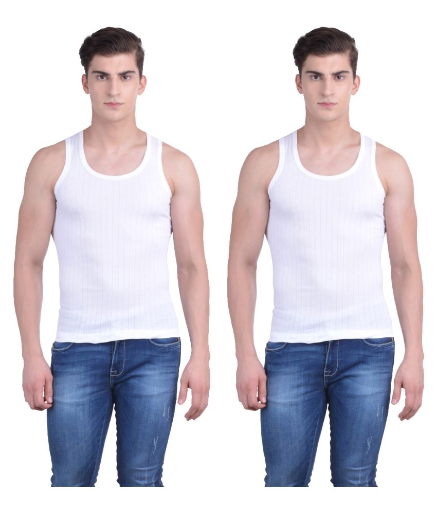     			Force NXT White Sleeveless Vests Pack of 2